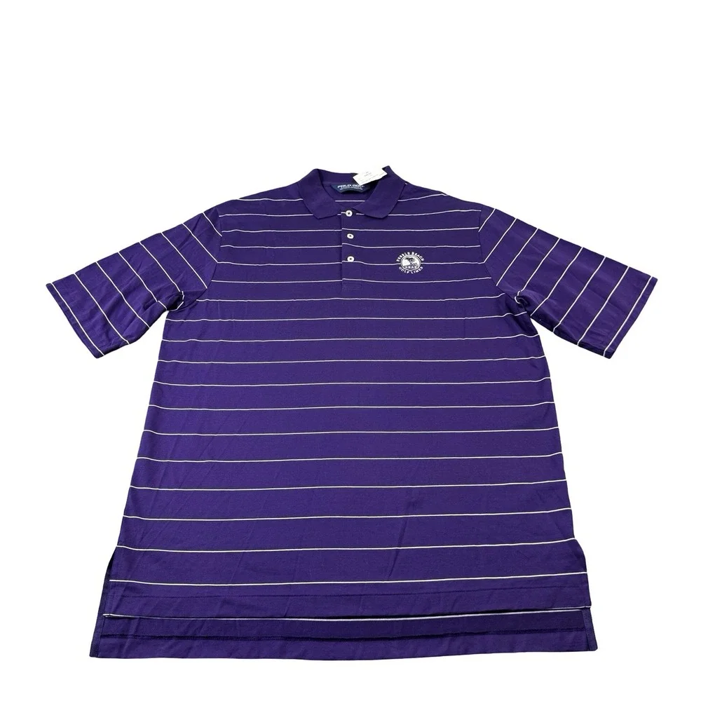 Polo Ralph Lauren Golf VTG Purple Striped Cotton Pebble Beach Link Polo SZ M NWT
